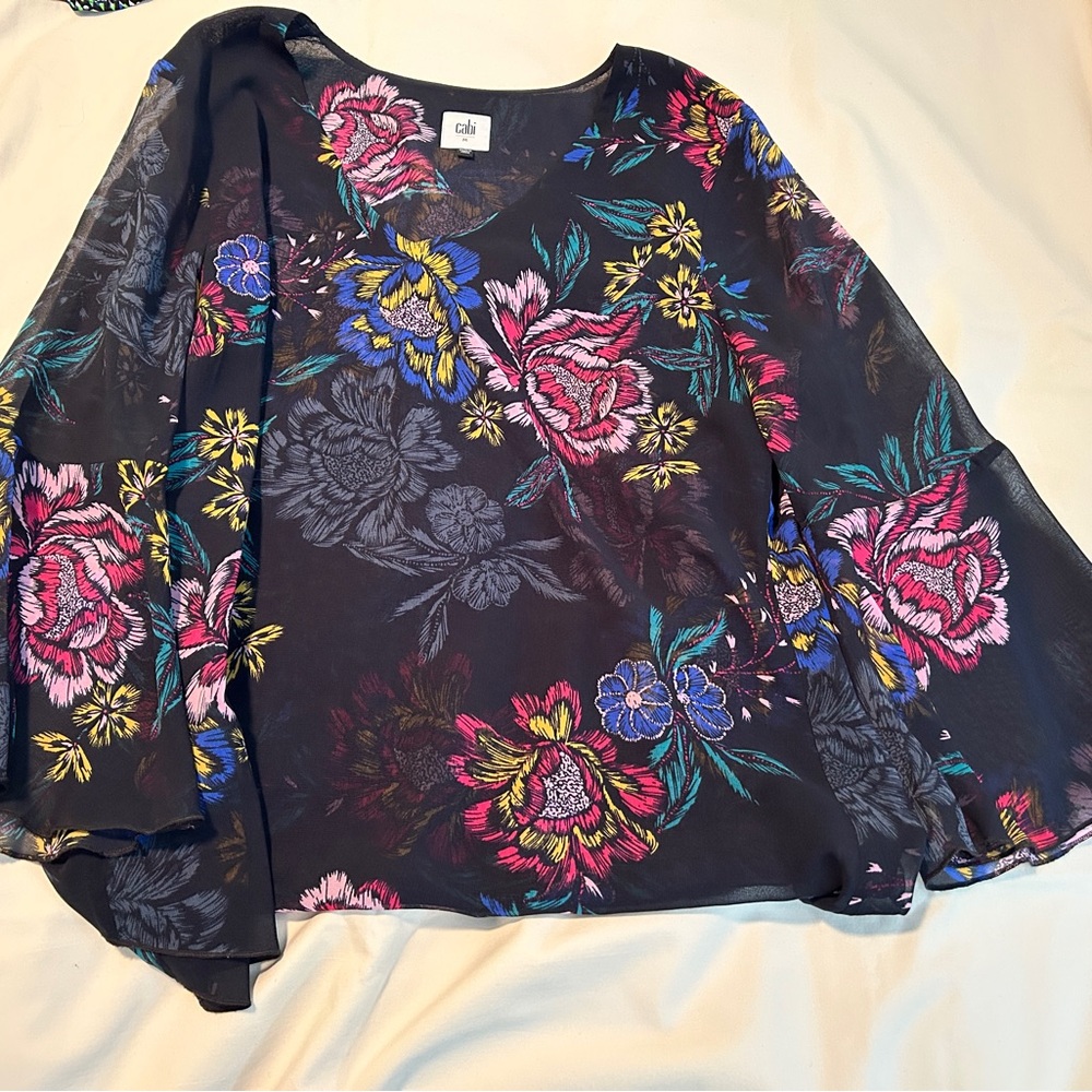 Olivia Floral Black Blouse by CAbi